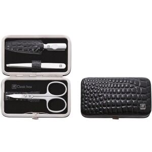 ZWILLING Beauty Classic Inox 4-pc Manicure Set Black Leather Croc Crocodile Case
